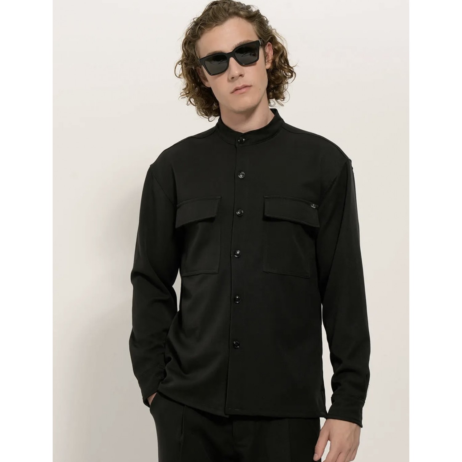 Life Style Butiken Ανδρικό Μακρυμάνικο Πουκάμισο Over LS12184 Black