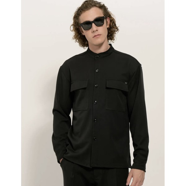 Life Style Butiken Ανδρικό Μακρυμάνικο Πουκάμισο Over LS12184 Black