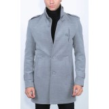 Life Style Butiken Ανδρικό παλτό με Μάο Γιακά LS1451 light Grey 1