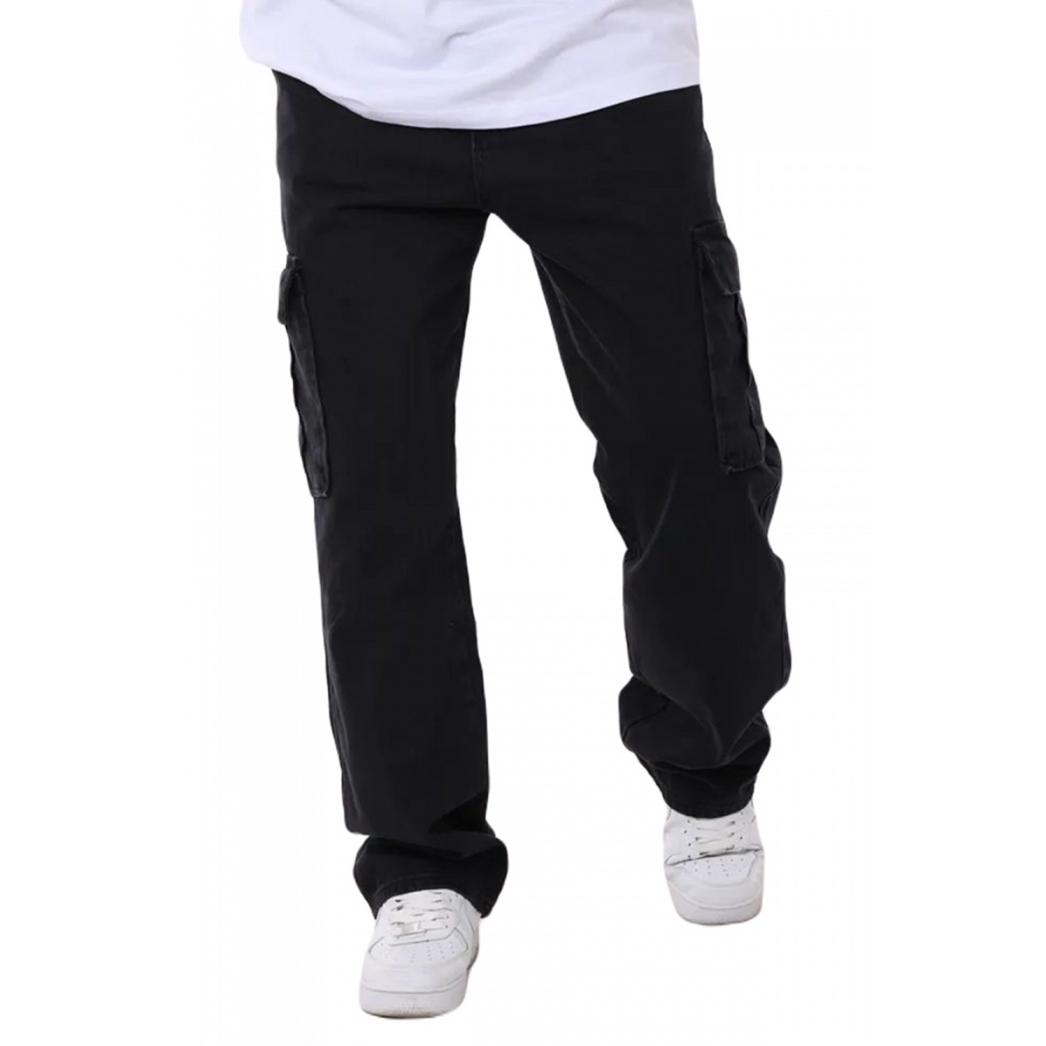 Life Style Butiken 16845 BLACK Ανδρικό Jean Παντελόνι Baggy Με Πλαϊνές Τσέπες