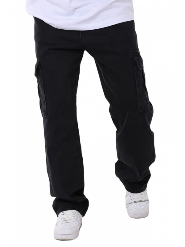 Life Style Butiken 16845 BLACK Ανδρικό Jean Παντελόνι Baggy Με Πλαϊνές Τσέπες