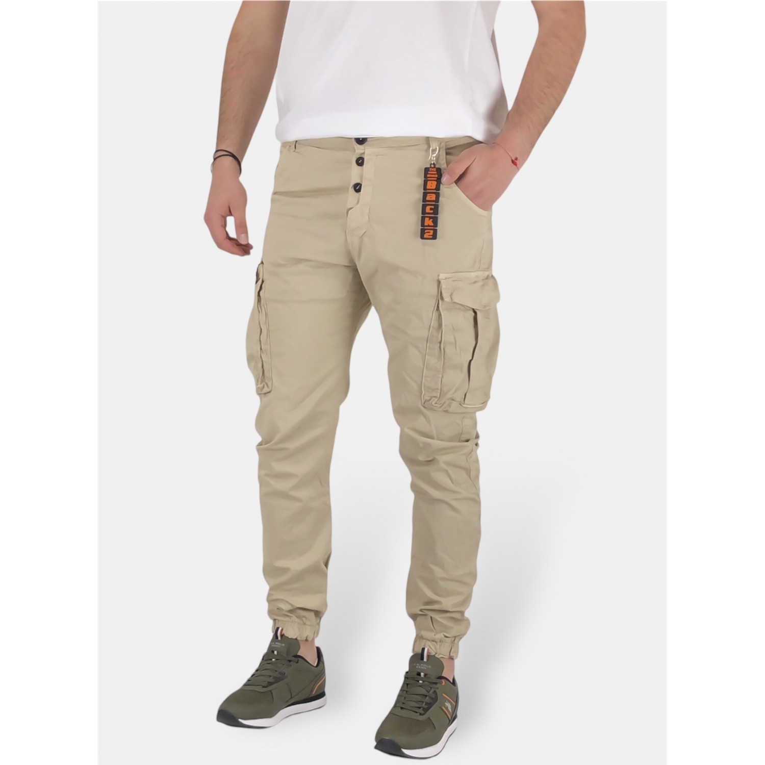 Ανδρικό λεπτό cargo παντελόνι Back 2 Jeans N16 Μπεζ