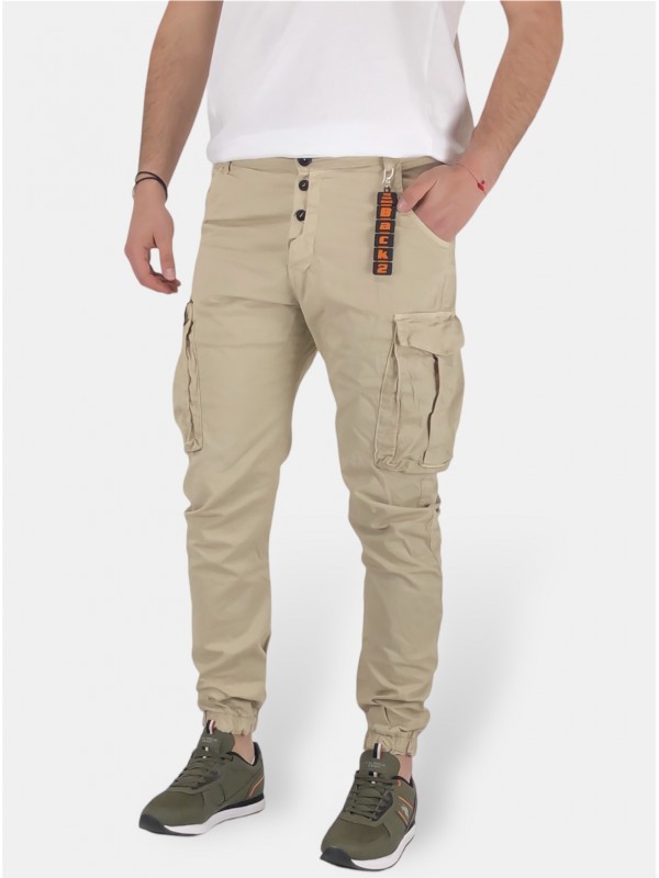 Ανδρικό λεπτό cargo παντελόνι Back 2 Jeans N16 Μπεζ