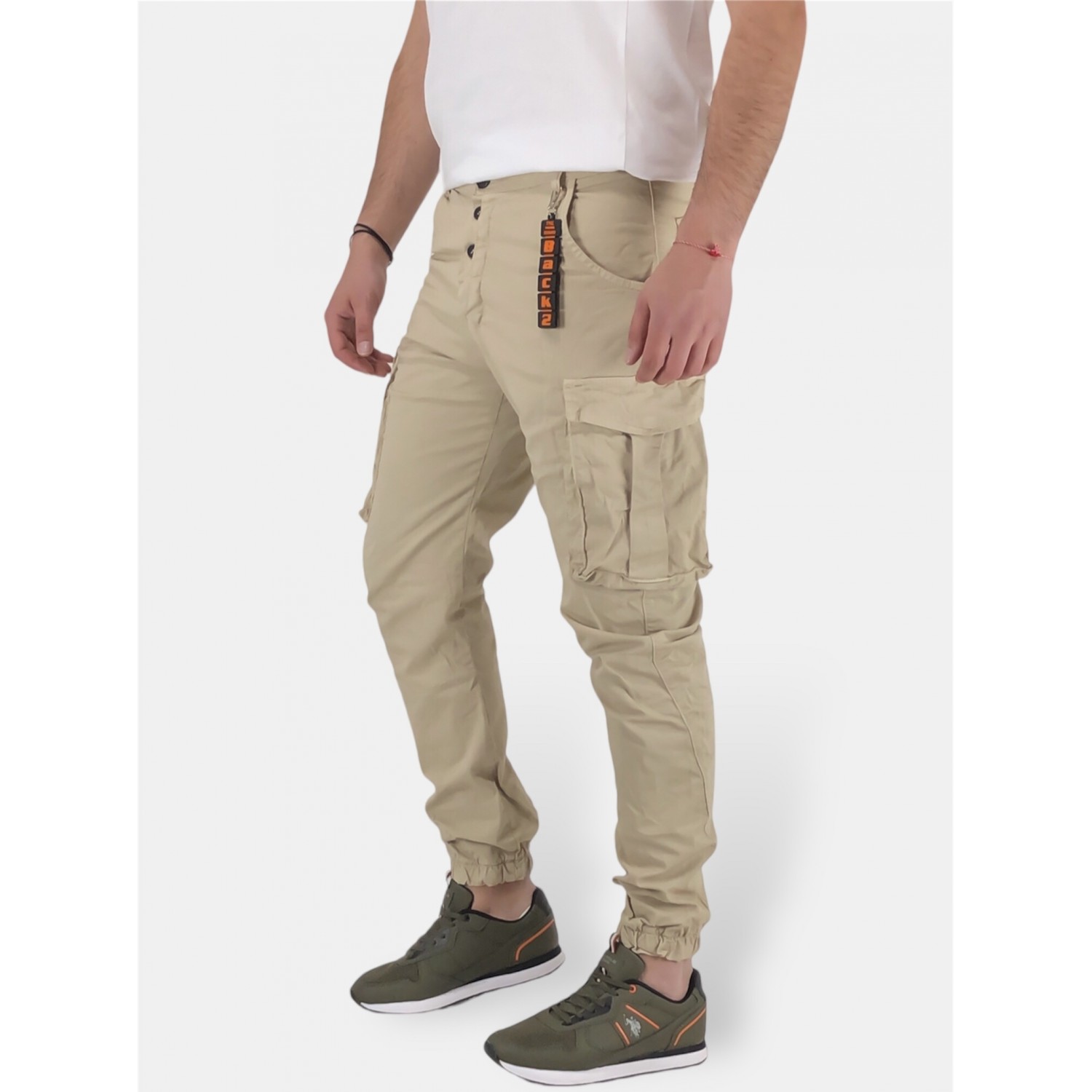 Ανδρικό λεπτό cargo παντελόνι Back 2 Jeans N16 Μπεζ