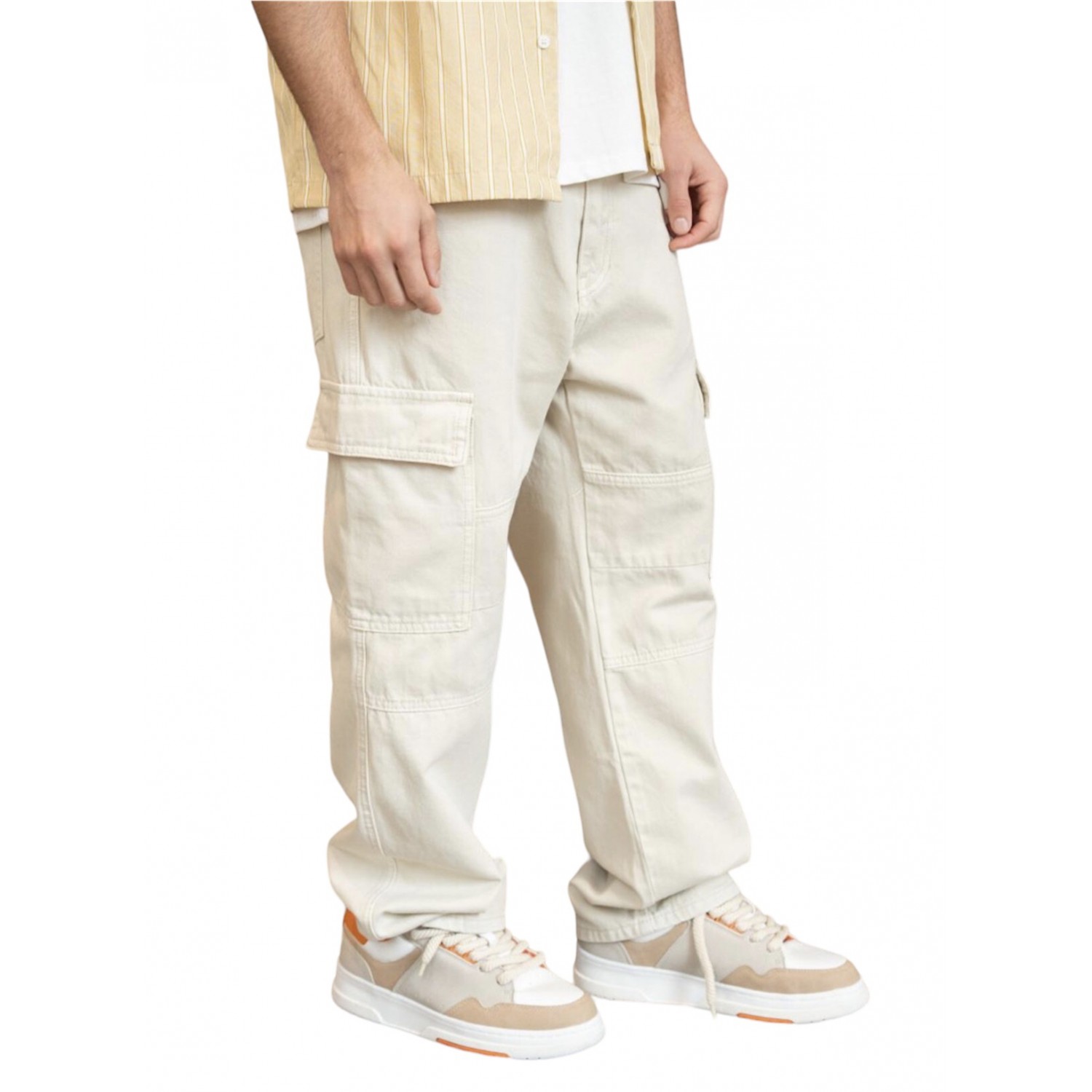 FRILIVIN VJ455-5 BEIGE Ανδρικό Jean Παντελόνι Cargo Με Πλαϊνές Τσέπες 