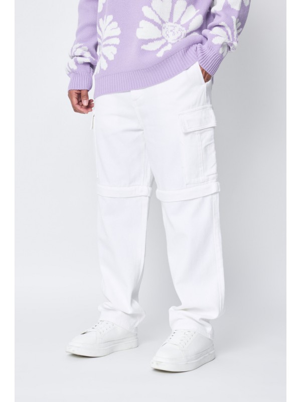 Life Style Butiken Ανδρικό Jean Παντελόνι Baggy Με Πλαϊνές Τσέπες LS1459 White