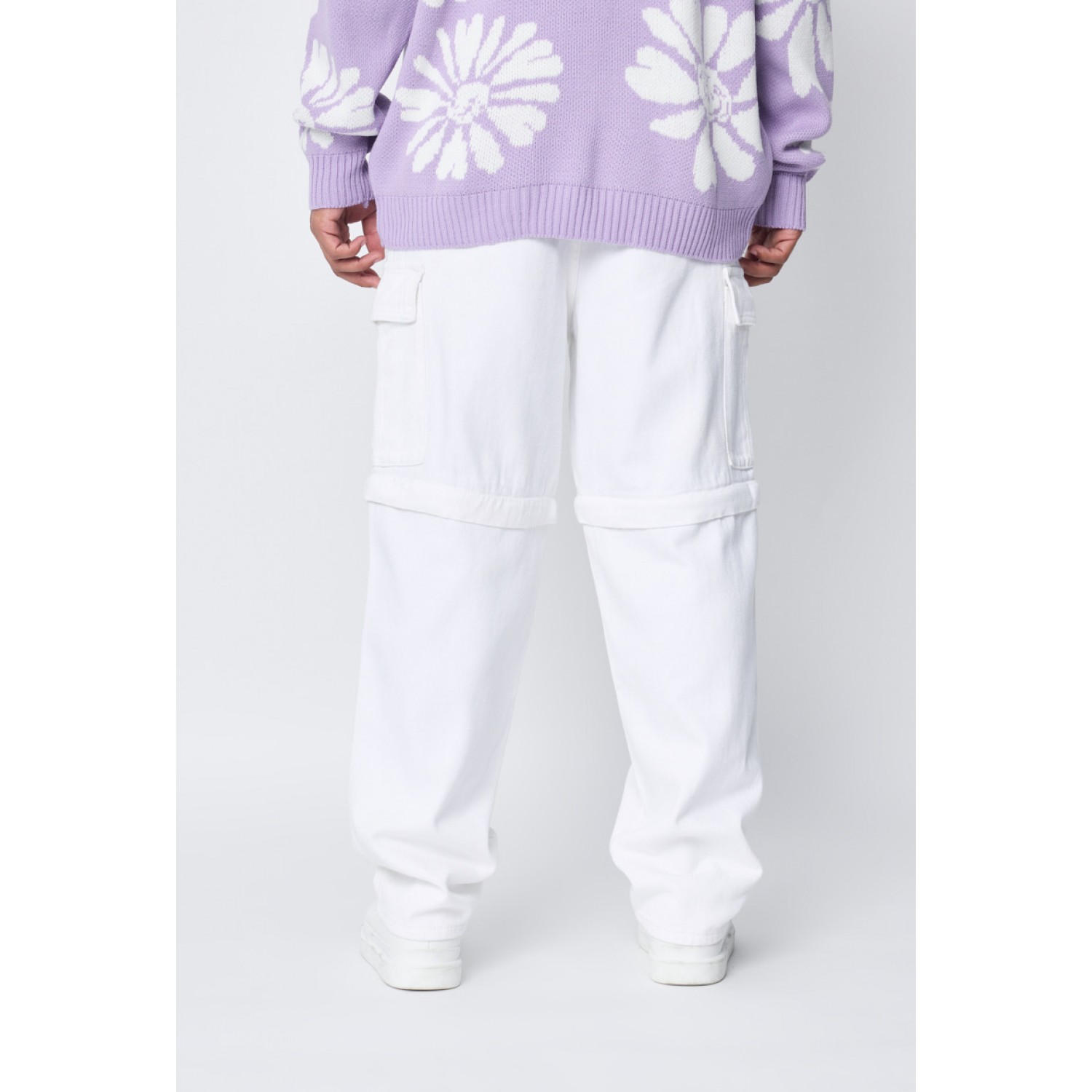 Life Style Butiken Ανδρικό Jean Παντελόνι Baggy Με Πλαϊνές Τσέπες LS1459 White