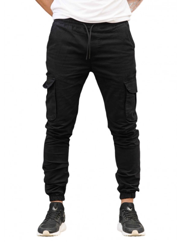 Life Style Butiken 370 Black Ανδρικό Cargo Παντελόνι Με Λάστιχο Στη Μέση Και Στον Αστράγαλο