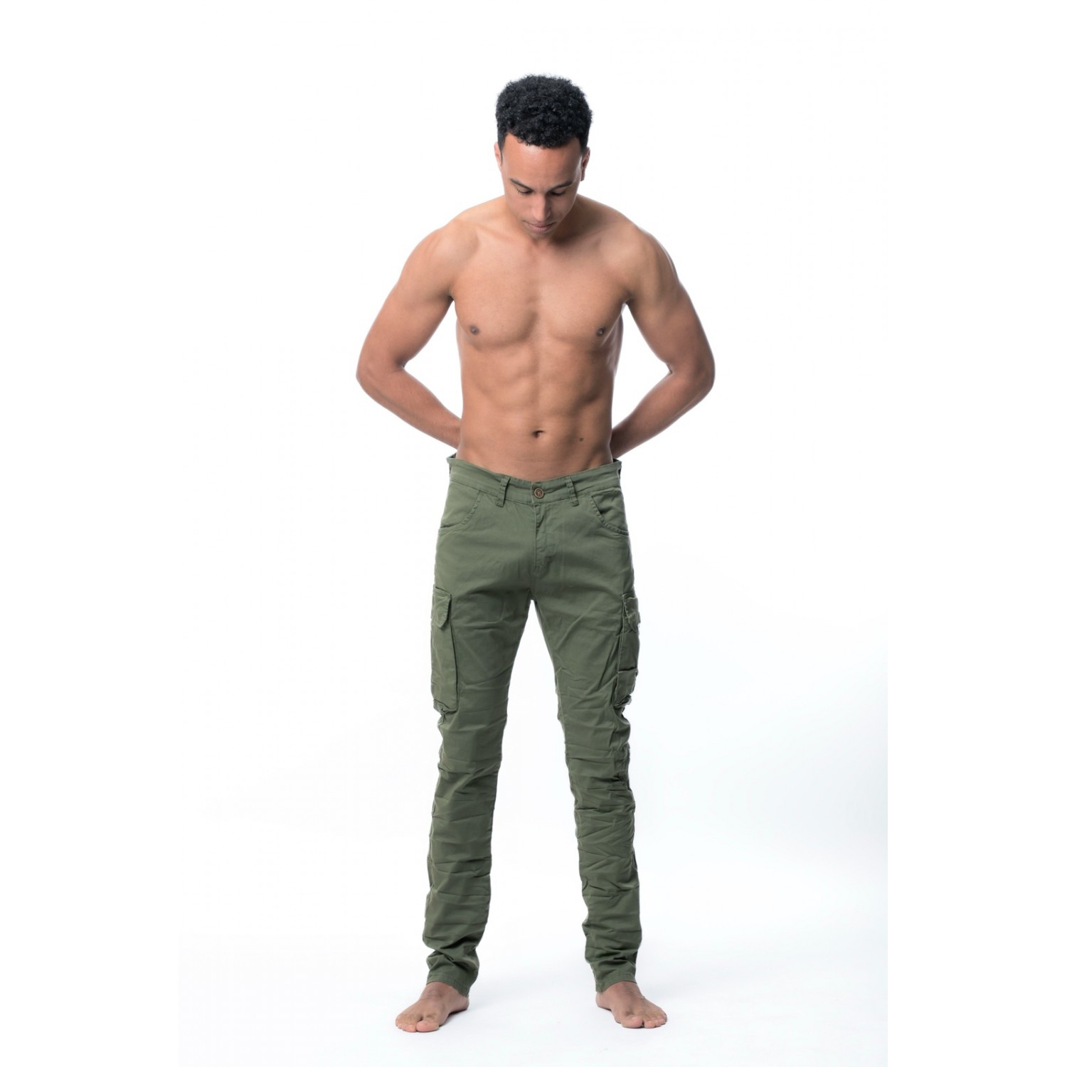 Life Style Butiken 390 Χακί Ανδρικό Cargo Παντελόνι Με Πλαϊνές Τσέπες