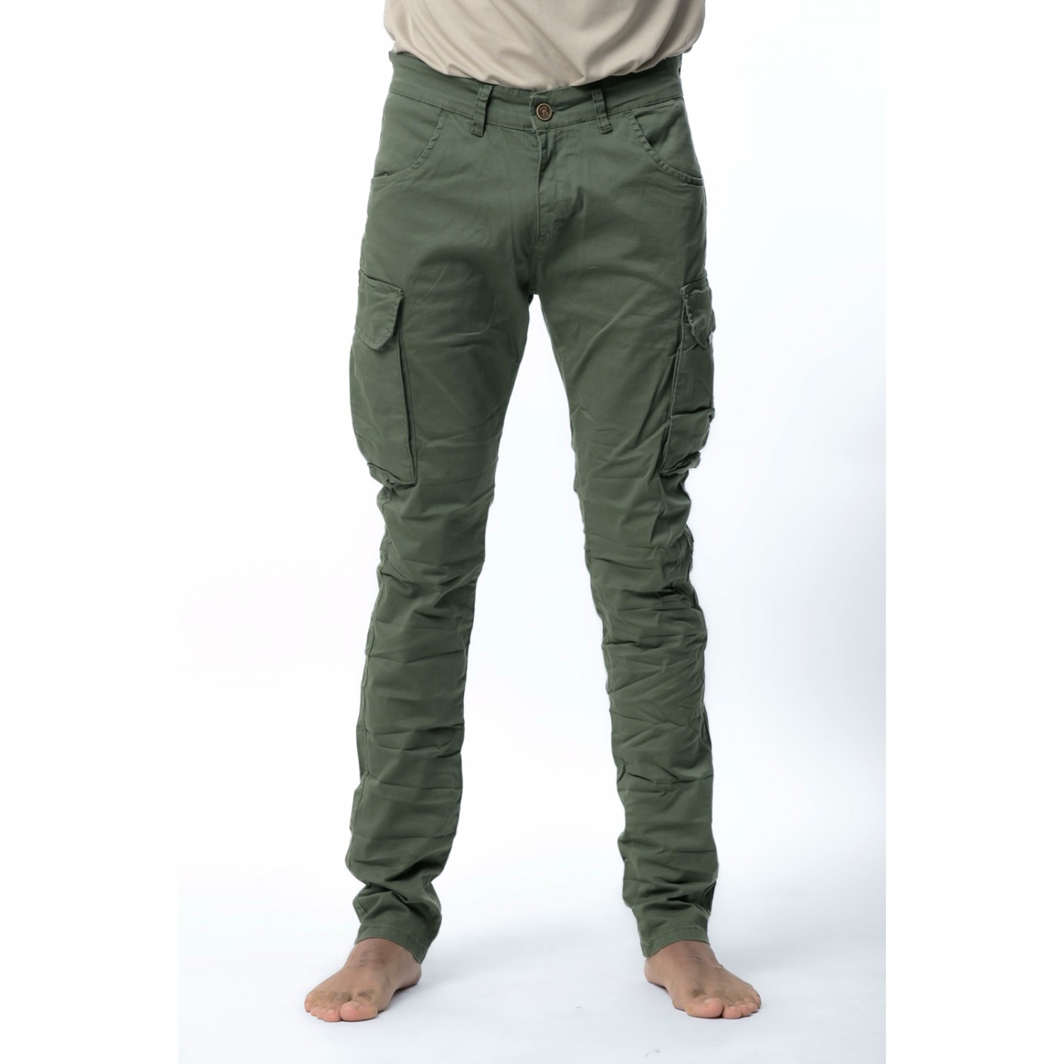 Life Style Butiken 390 Χακί Ανδρικό Cargo Παντελόνι Με Πλαϊνές Τσέπες