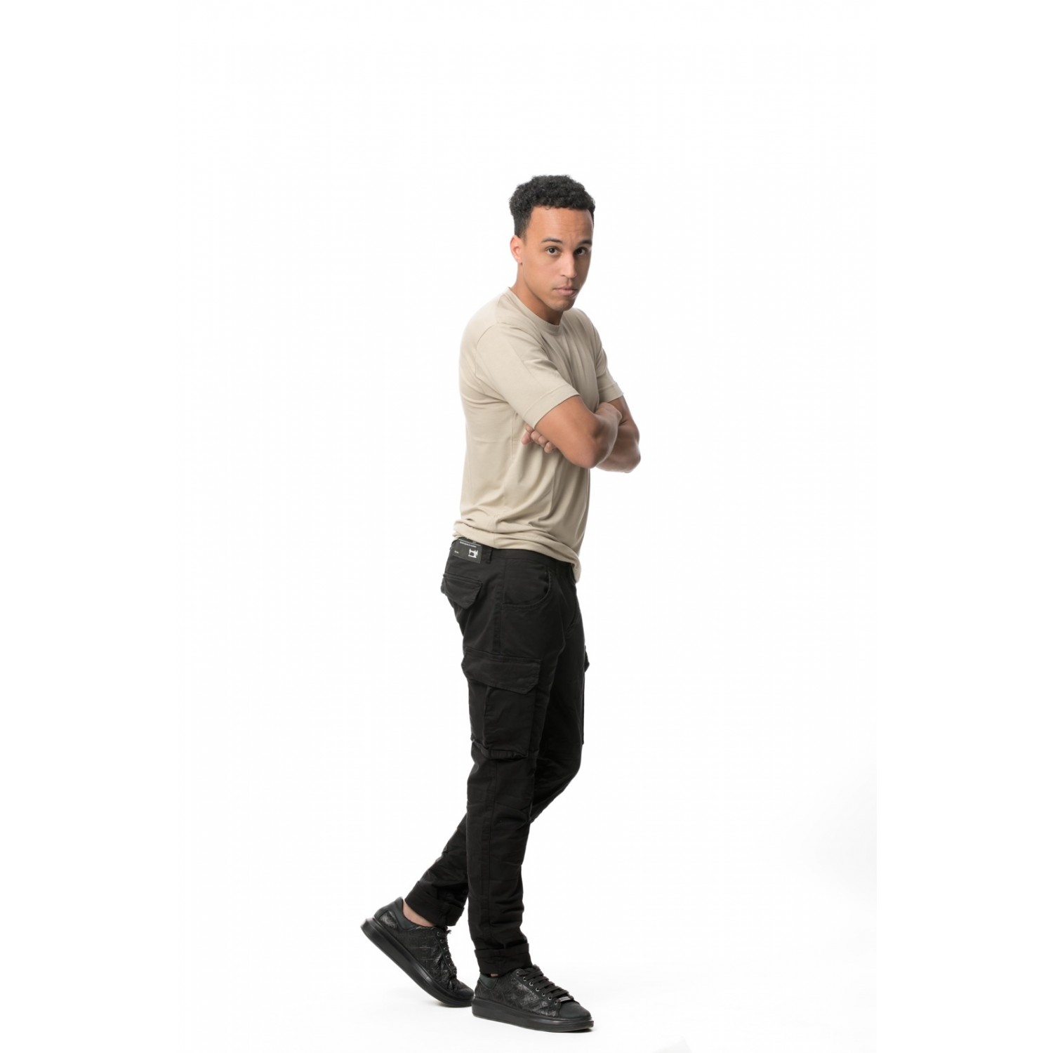 Life Style Butiken 390 Μαύρο Ανδρικό Cargo Παντελόνι Με Πλαϊνές Τσέπες