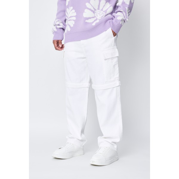 Life Style Butiken Ανδρικό Jean Παντελόνι Baggy Με Πλαϊνές Τσέπες LS1459 White
