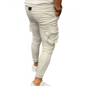 Ανδρικό Παντελόνι cargo με λάστιχο στον αστράγαλο και στη μέση OSCAR TR101OSC OFF WHITE