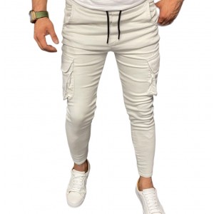 Ανδρικό Παντελόνι cargo με λάστιχο στον αστράγαλο και στη μέση OSCAR TR101OSC OFF WHITE