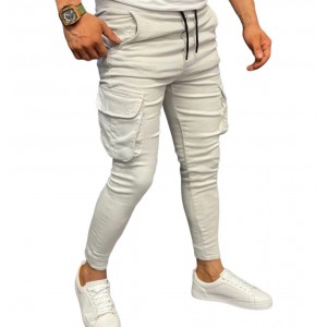 Ανδρικό Παντελόνι cargo με λάστιχο στον αστράγαλο και στη μέση OSCAR TR101OSC OFF WHITE