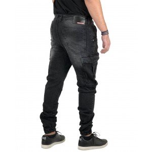 Back 2 Jeans Παντελόνι Cargo Jean με Λάστιχο στον αστράγαλο M16A Μαύρο