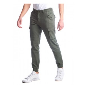 Paco & Co Ανδρικό παντελόνι cargo με λάστιχο στον αστράγαλο 2298602 Olive