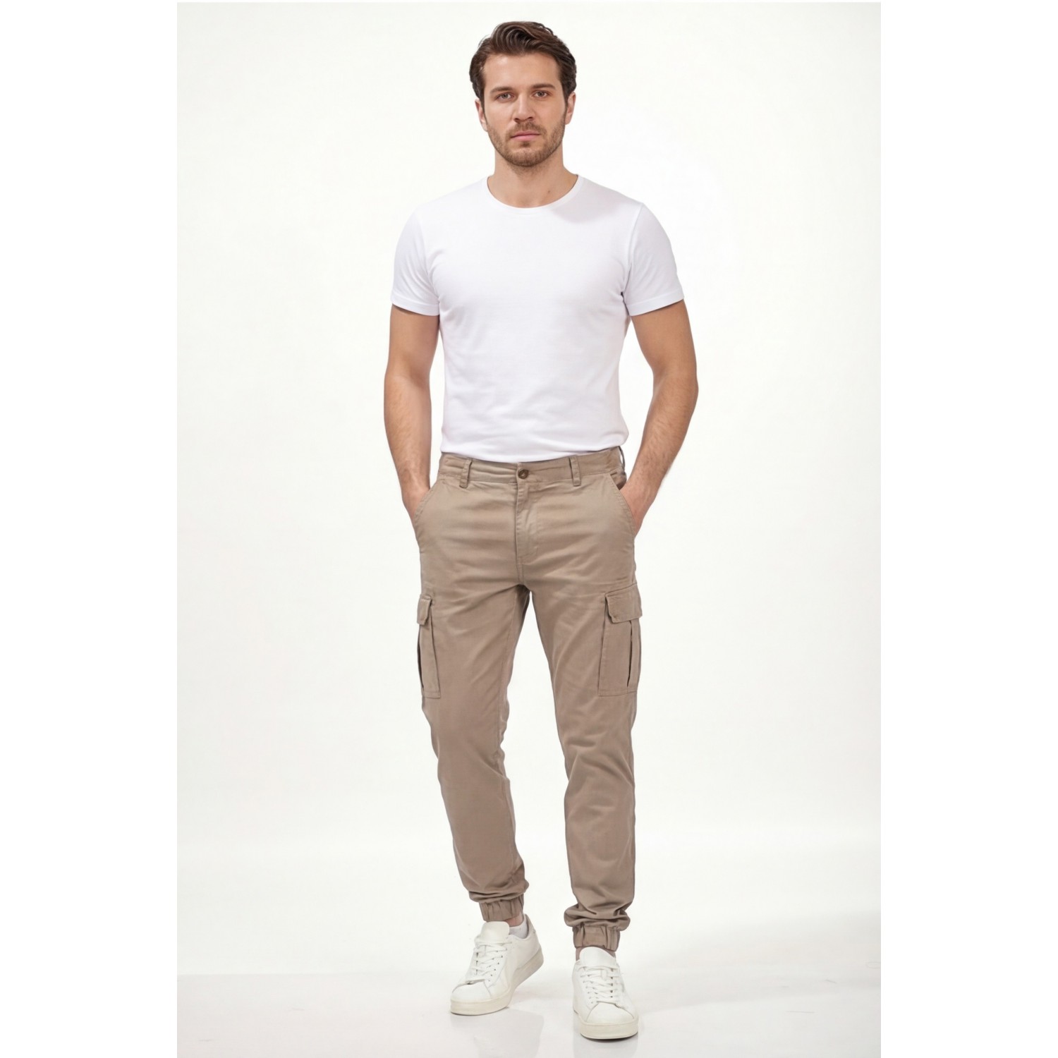 Life Style Butiken Ανδρικό Cargo παντελόνι χωρίς λάστιχο στον αστράγαλο LS1126.MW716.177.005 Μπεζ