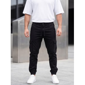 Life Style Butiken Ανδρικό Cargo παντελόνι με λάστιχο στον αστράγαλο LS1370 Black Ανδρικά