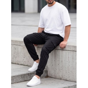 Life Style Butiken Ανδρικό Cargo παντελόνι με λάστιχο στον αστράγαλο LS1370 Black Ανδρικά