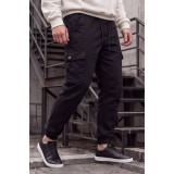 Life Style Butiken Ανδρικό Cargo Jogger παντελόνι με λάστιχο στον αστράγαλο και στη μέση LS11370 Black 1