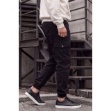 Life Style Butiken Ανδρικό Cargo Jogger παντελόνι με λάστιχο στον αστράγαλο και στη μέση LS11370 Black 2