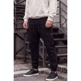 Life Style Butiken Ανδρικό Cargo Jogger παντελόνι με λάστιχο στον αστράγαλο και στη μέση LS11370 Black 4