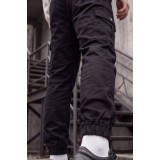 Life Style Butiken Ανδρικό Cargo Jogger παντελόνι με λάστιχο στον αστράγαλο και στη μέση LS11370 Black 5