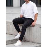 Life Style Butiken Ανδρικό Cargo παντελόνι με λάστιχο στον αστράγαλο LS1370 Black 3