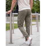 Life Style Butiken Ανδρικό Cargo παντελόνι με λάστιχο στον αστράγαλο LS1370 Χακί 4
