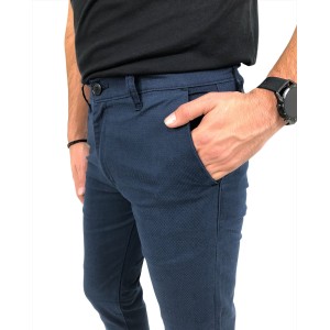 Ανδρικο Τσινος παντελονι για φθινόπωρο με ψηλό καβάλο και ελαστικό εξαιρετικής ποιότητας ύφασμα TRAFFIC RIVA ΜΠΛΕ