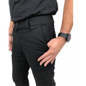 Ανδρικο Τσινος παντελονι για φθινόπωρο με ψηλό καβάλο και ελαστικό εξαιρετικής ποιότητας ύφασμα TRAFFIC RIVA ΜΑΥΡΟ