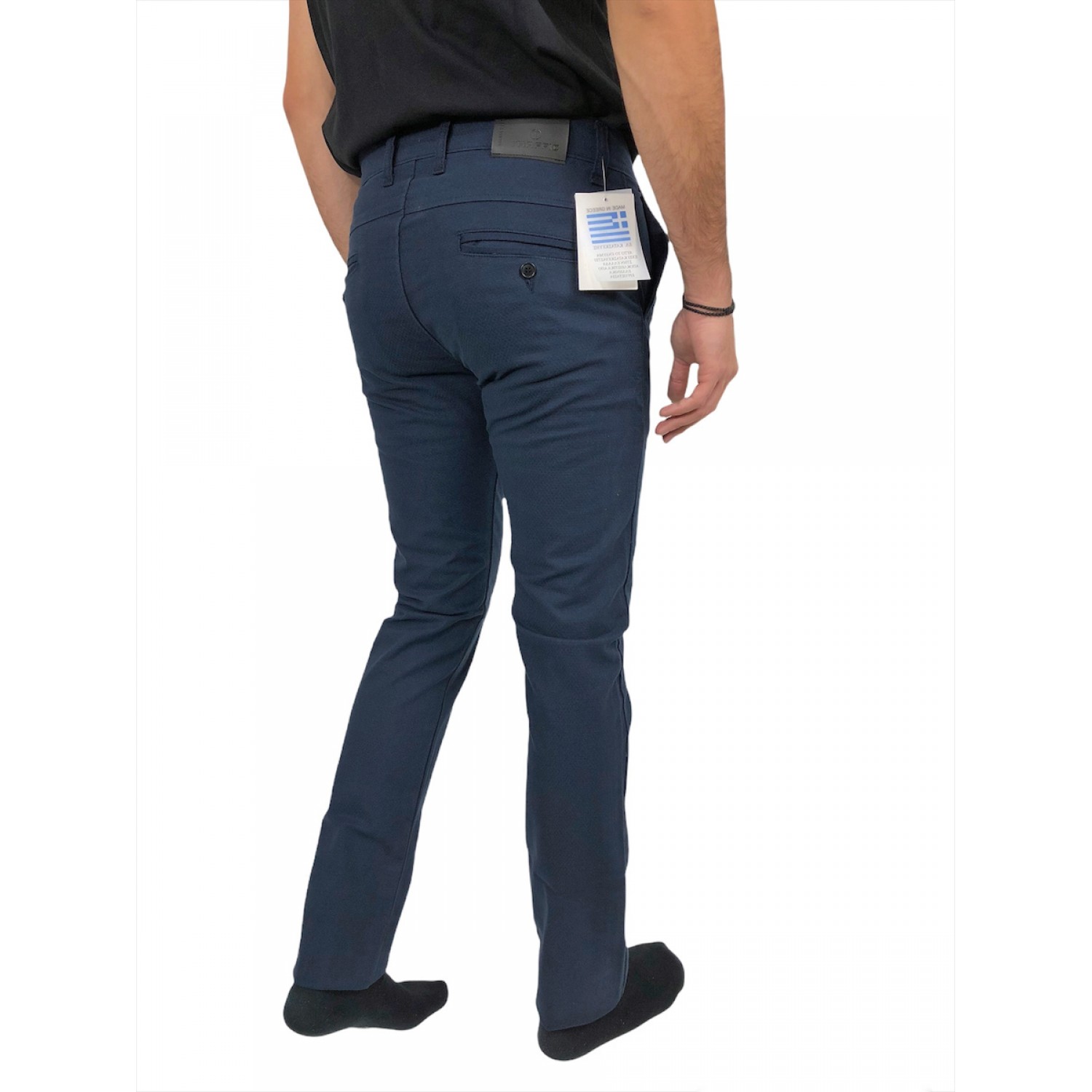 Ανδρικο Τσινος παντελονι για φθινόπωρο με ψηλό καβάλο και ελαστικό εξαιρετικής ποιότητας ύφασμα TRAFFIC RIVA ΜΠΛΕ