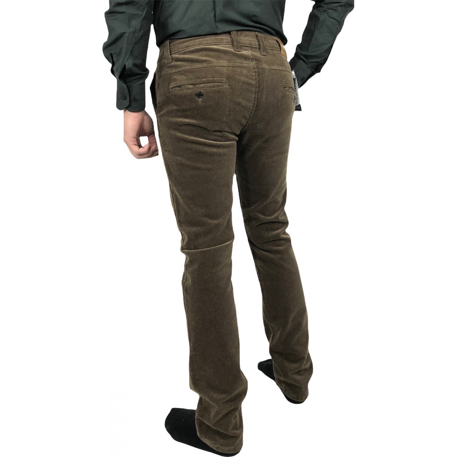 Ανδρικο παντελονι κοτλέ με ελαστικό ύφασμα και λοξή τσέπη τσινος TRAFFIC 9055 ΚΑΦΕ
