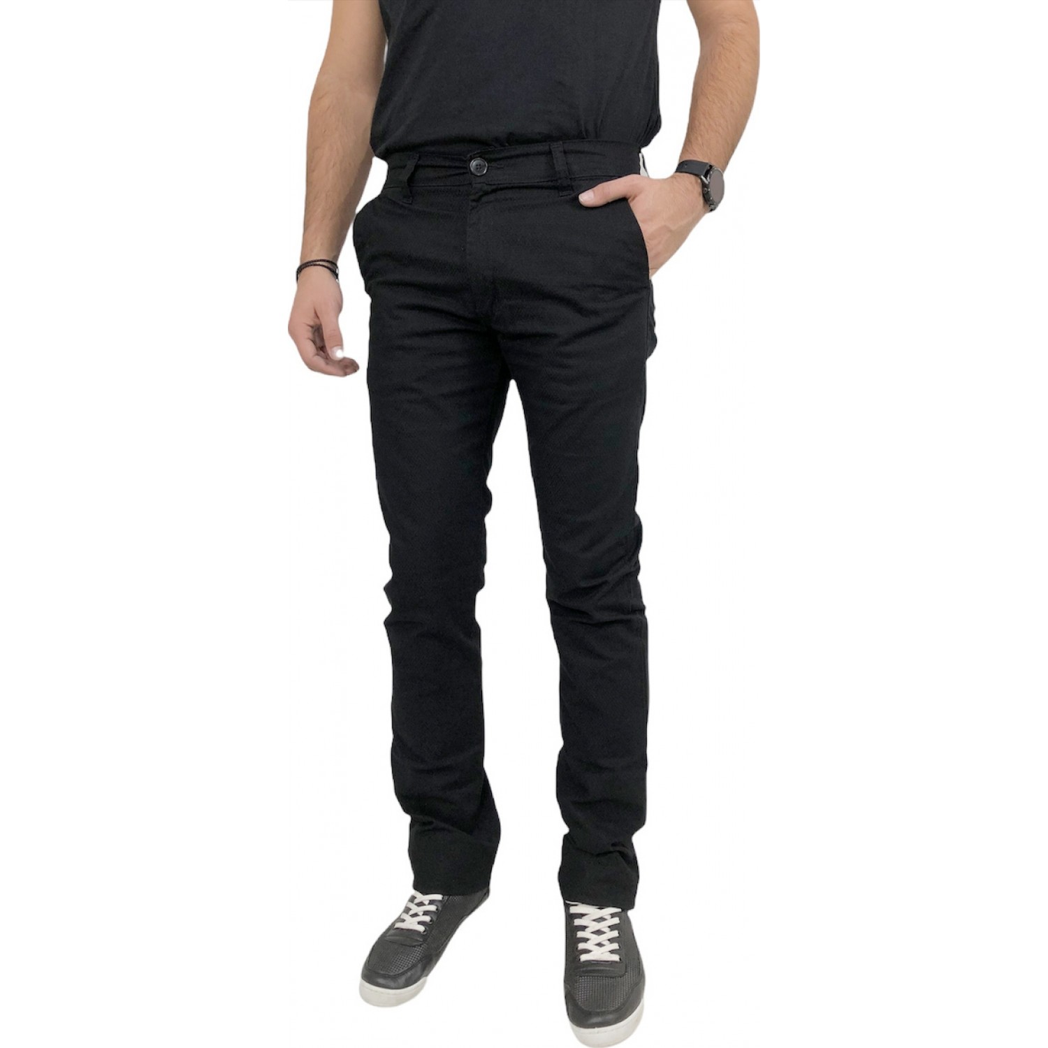 Ανδρικο Τσινος παντελονι για φθινόπωρο με ψηλό καβάλο και ελαστικό εξαιρετικής ποιότητας ύφασμα TRAFFIC RIVA ΜΑΥΡΟ