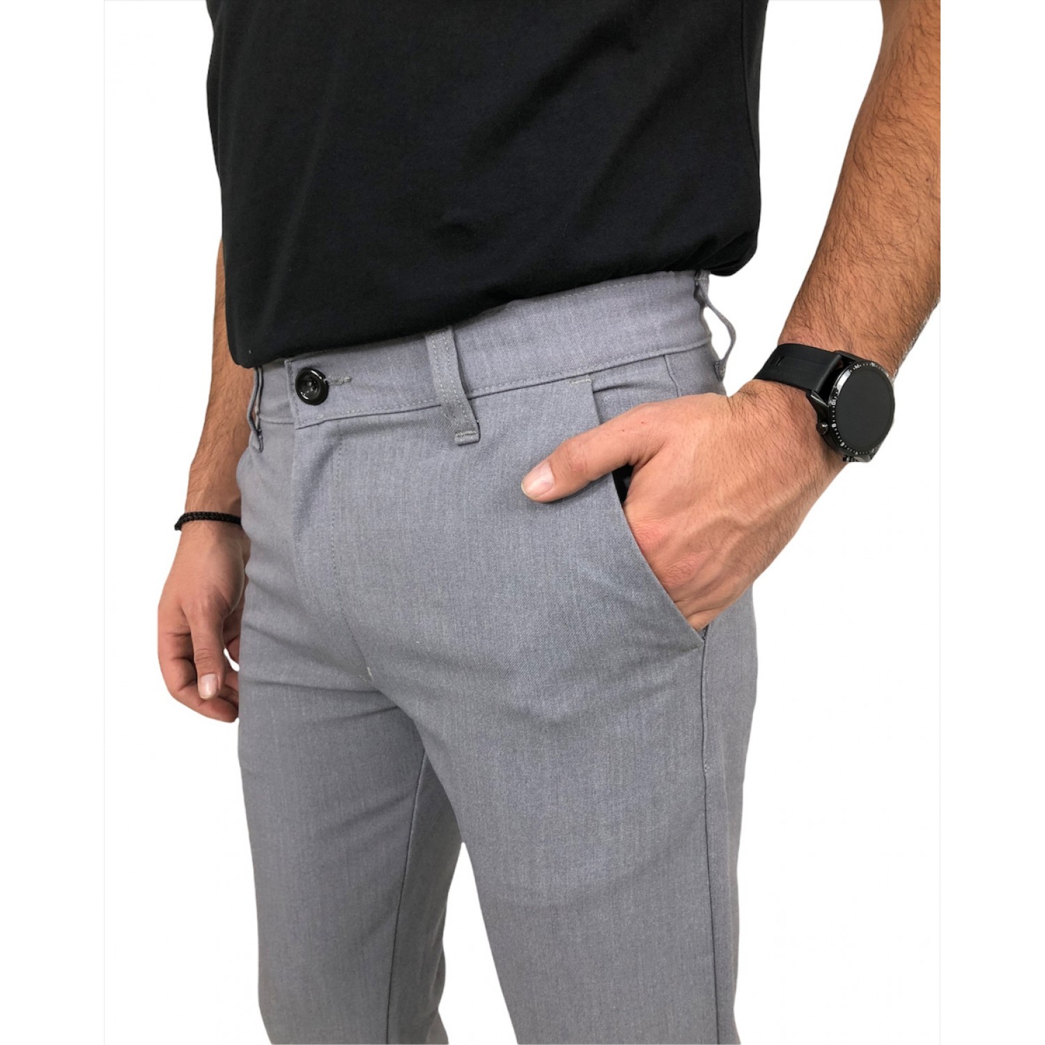 Ανδρικο Τσινος παντελονι για φθινόπωρο με ψηλό καβάλο και ελαστικό εξαιρετικής ποιότητας ύφασμα TRAFFIC TY8134-114 ΓΚΡΙ ΑΝΟΙΧΤΟ