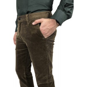 Ανδρικο παντελονι κοτλέ με ελαστικό ύφασμα και λοξή τσέπη τσινος TRAFFIC 9055 ΚΑΦΕ