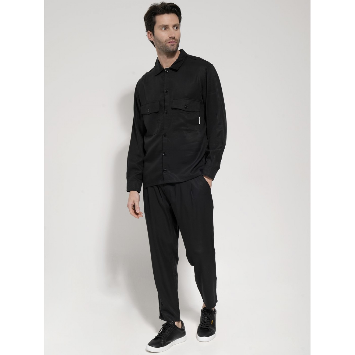 Life Style Butiken LS4182 Μαύρο Ανδρικό Παντελόνι Με Λάστιχο Στην Μέση Άνετη Εφαρμογή