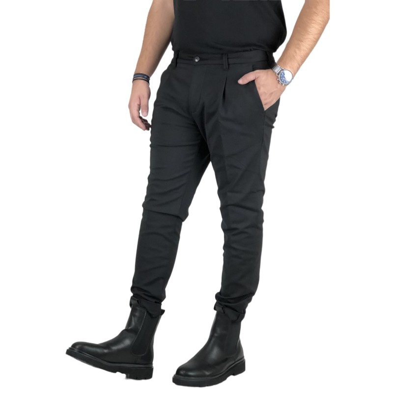 Scinn Υφασμάτινο Παντελόνι με Πιέτα Matteo 222 Μαύρο Ανδρικά