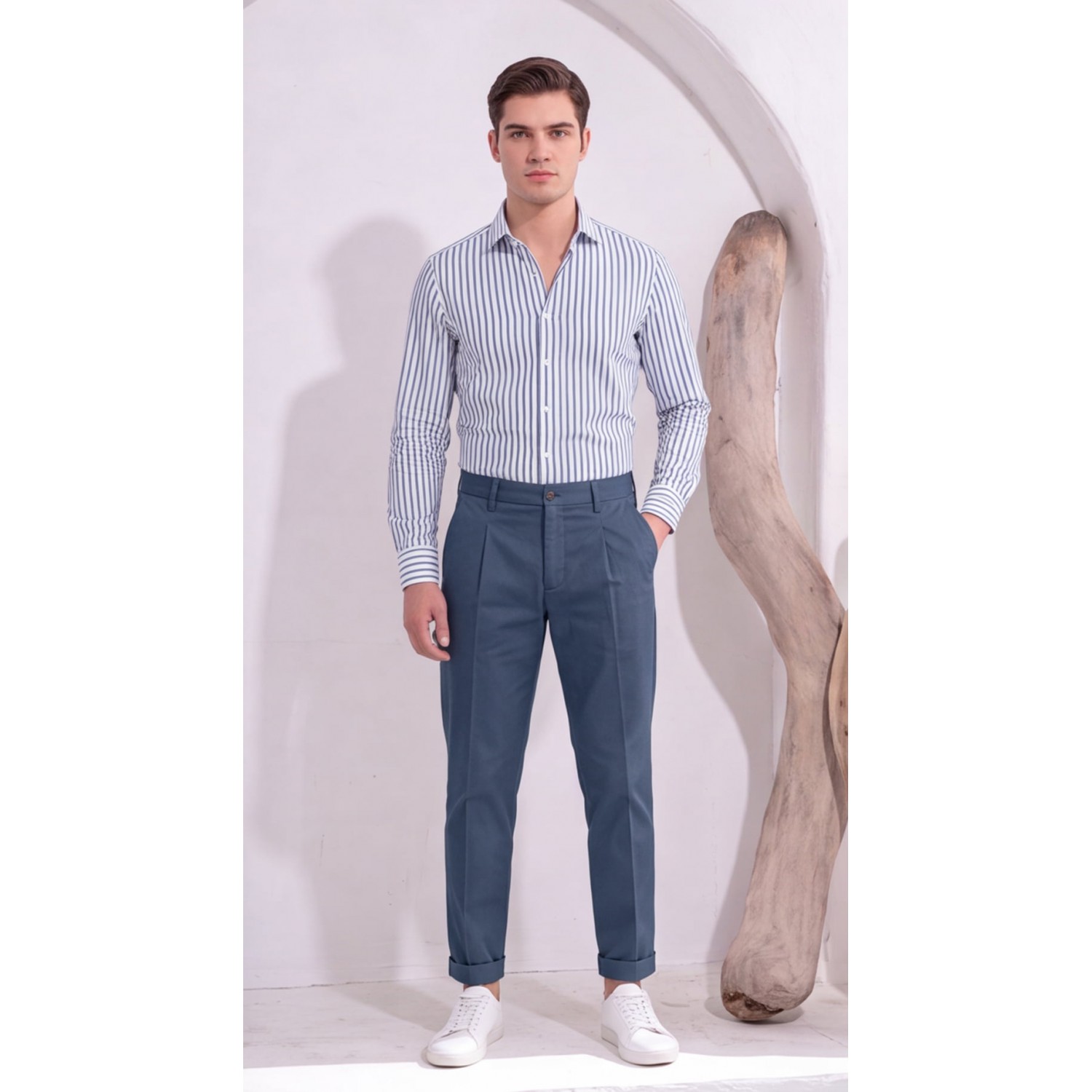 Life Style Butiken Ανδρικό Υφασμάτινο Chino Παντελόνι με πιέτες  LS1126708194004 RAF Ανδρικά