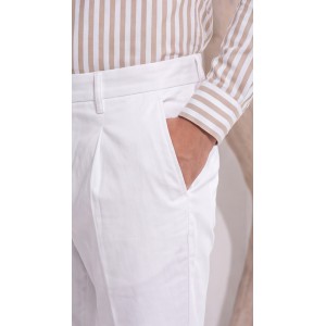 Life Style Butiken Ανδρικό Υφασμάτινο Chino Παντελόνι με πιέτες  LS1126708194000 WHITE Ανδρικά