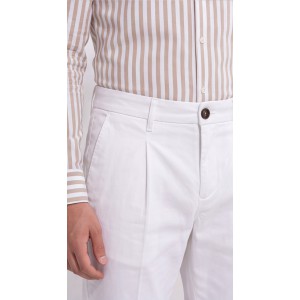 Life Style Butiken Ανδρικό Υφασμάτινο Chino Παντελόνι με πιέτες  LS1126708194000 WHITE Ανδρικά