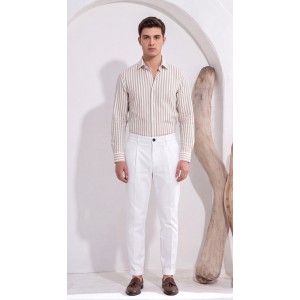 Life Style Butiken Ανδρικό Υφασμάτινο Chino Παντελόνι με πιέτες  LS1126708194000 WHITE Ανδρικά