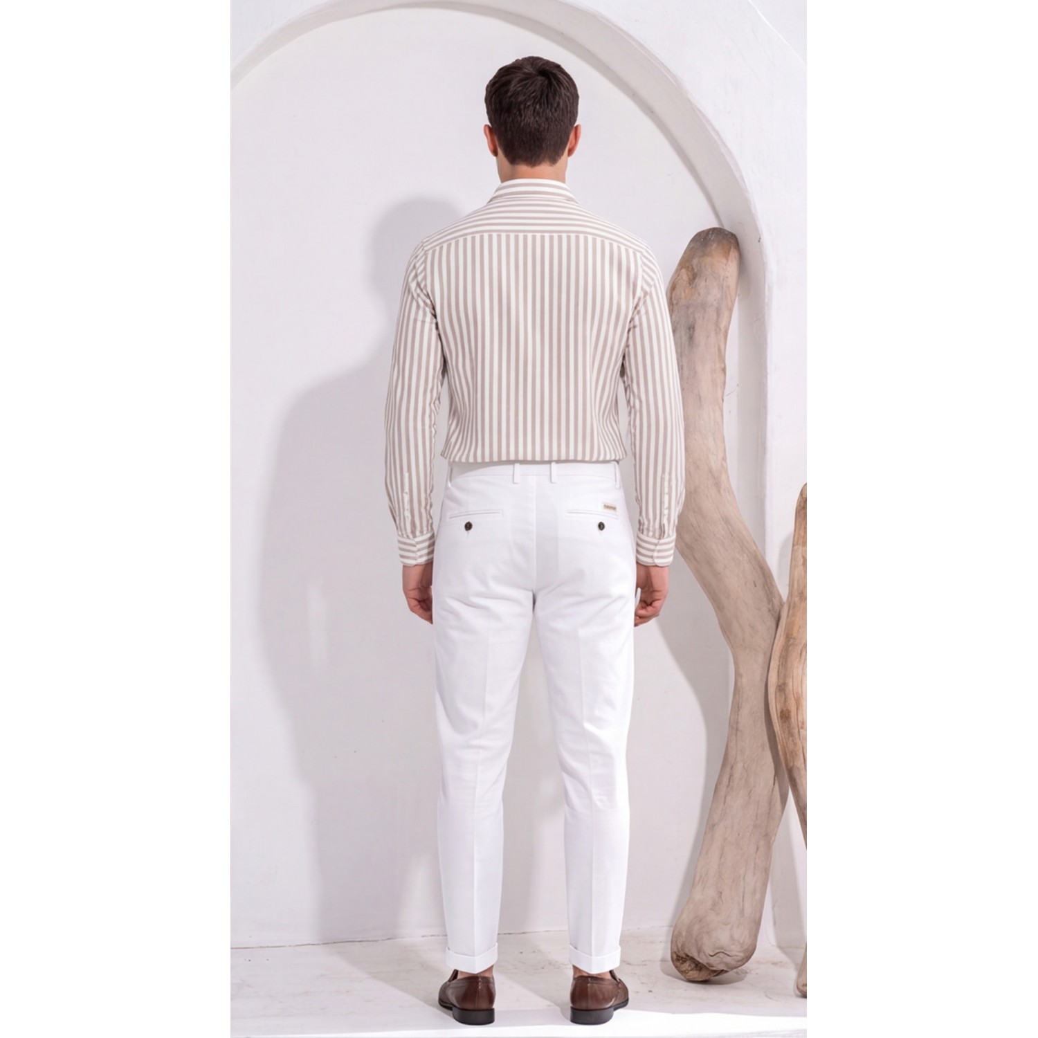 Life Style Butiken Ανδρικό Υφασμάτινο Chino Παντελόνι με πιέτες  LS1126708194000 WHITE Ανδρικά