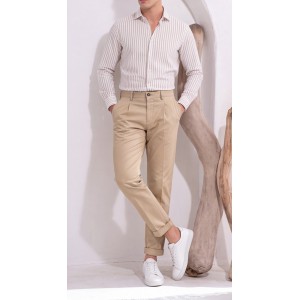 Life Style Butiken Ανδρικό Υφασμάτινο Chino Παντελόνι με πιέτες  LS1126708194004 BEIGE Ανδρικά