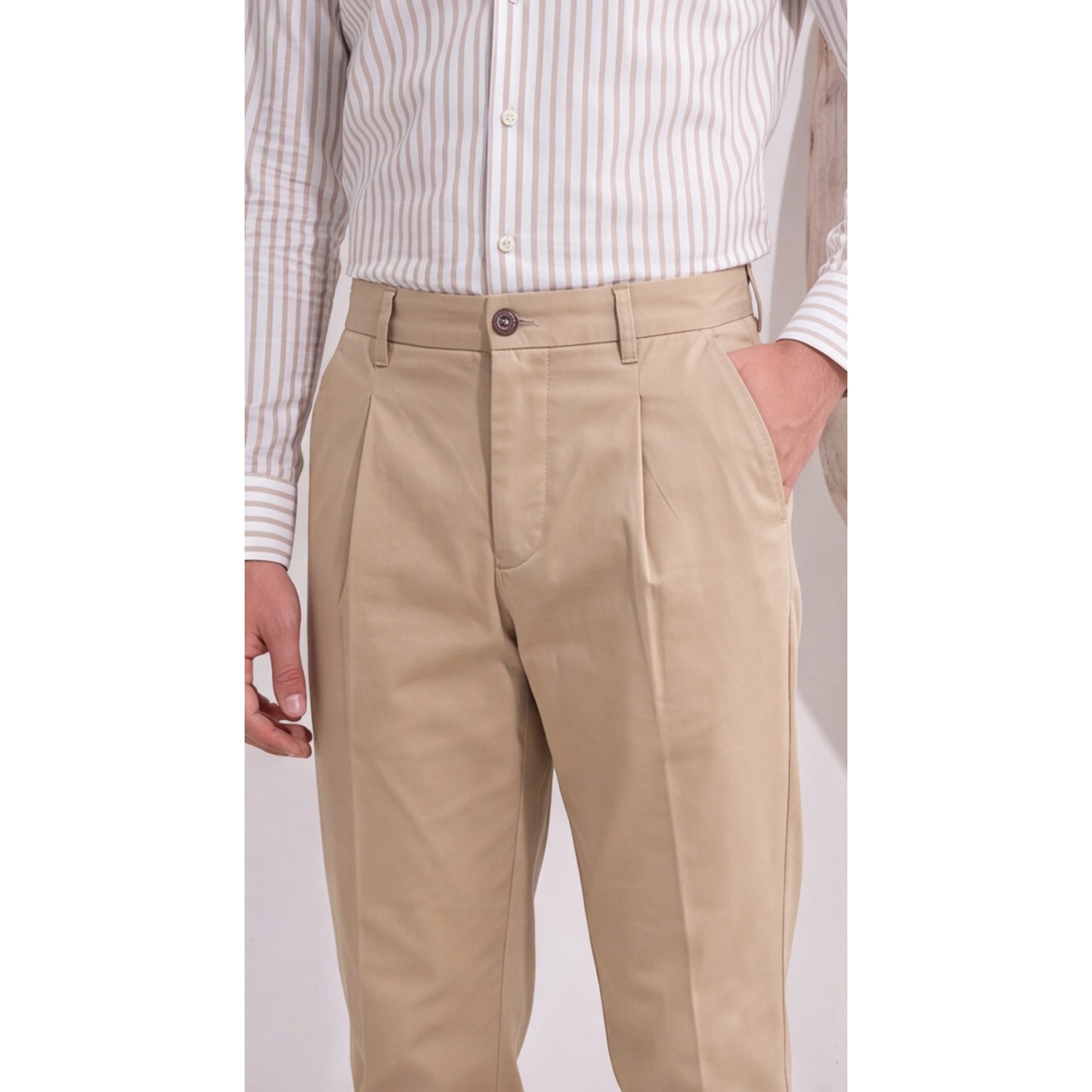 Life Style Butiken Ανδρικό Υφασμάτινο Chino Παντελόνι με πιέτες  LS1126708194004 BEIGE Ανδρικά
