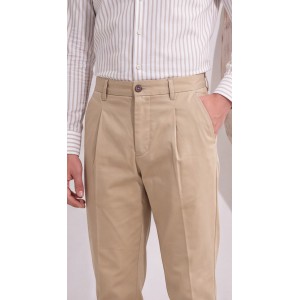Life Style Butiken Ανδρικό Υφασμάτινο Chino Παντελόνι με πιέτες  LS1126708194004 BEIGE Ανδρικά