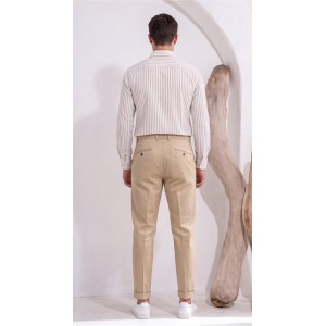 Life Style Butiken Ανδρικό Υφασμάτινο Chino Παντελόνι με πιέτες  LS1126708194004 BEIGE Ανδρικά