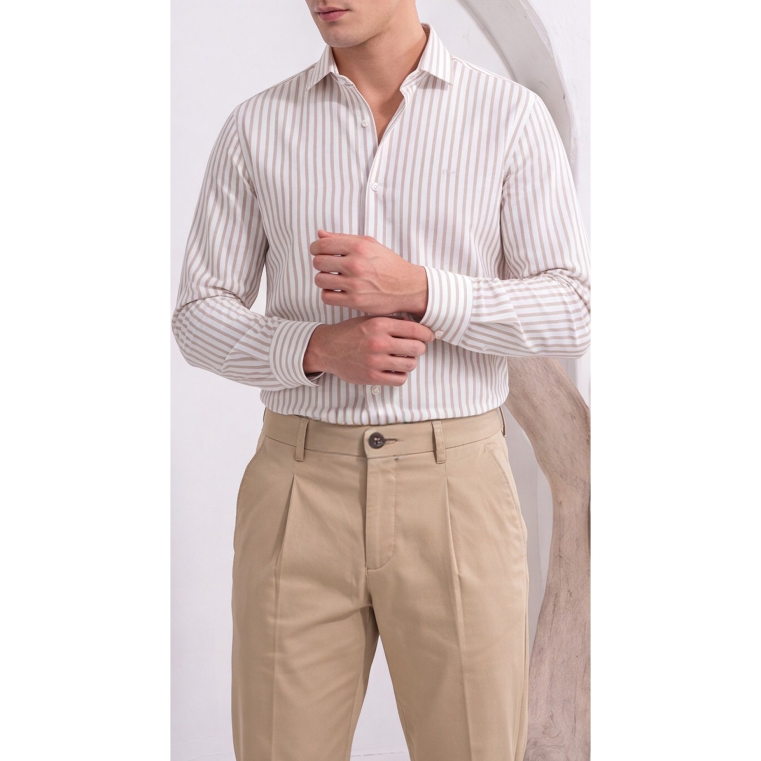 Life Style Butiken Ανδρικό Υφασμάτινο Chino Παντελόνι με πιέτες  LS1126708194004 BEIGE Ανδρικά