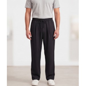 Life Style Butiken Ανδρικό Oversize Παντελόνi με πιέτες και λάστιχο με κορδόνια στη μέση LS12023 Black Ανδρικά